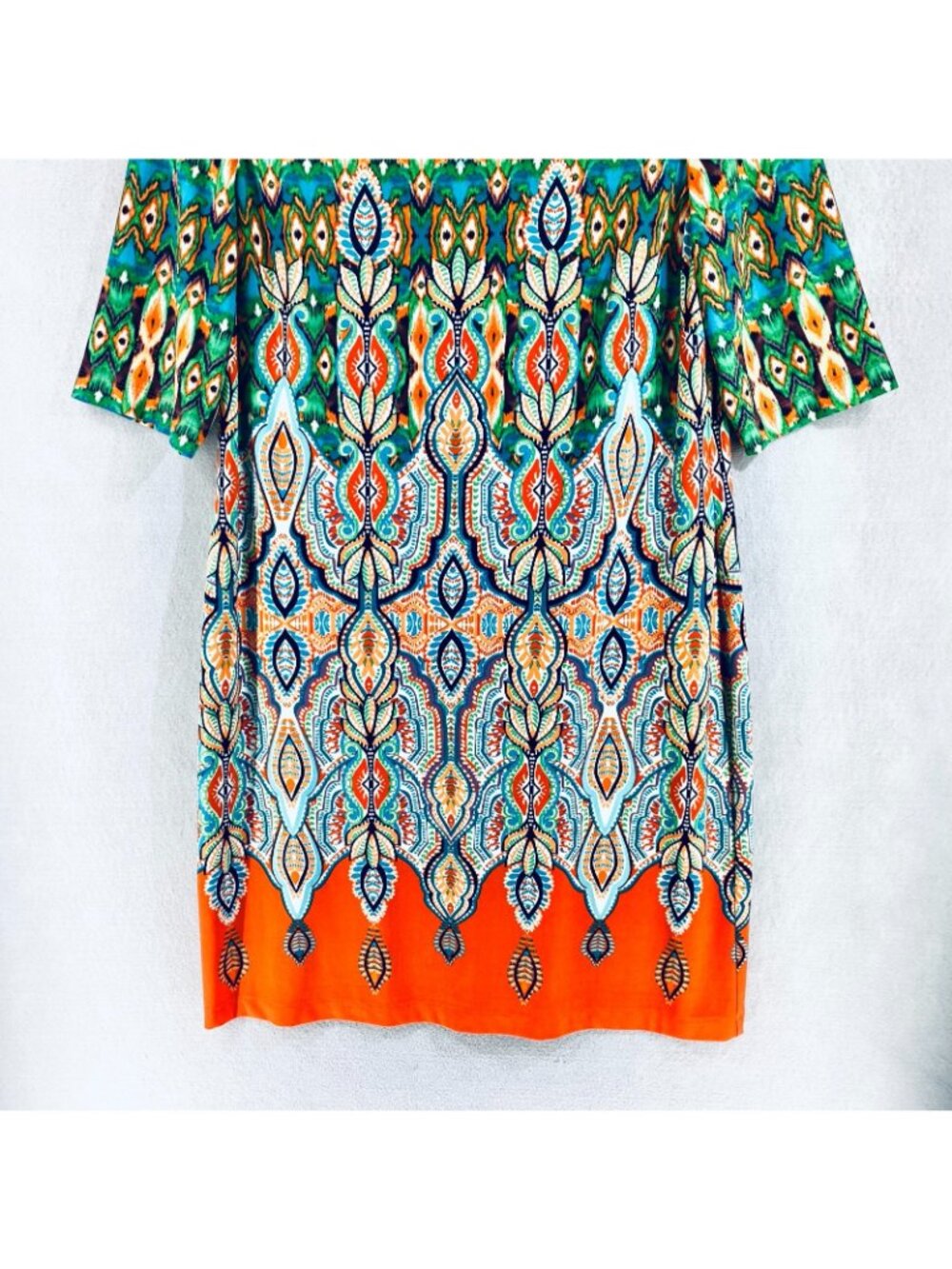 Eliza J Dress Womens 14 Multicolor Stretch Pullover Diamond Sheath Quiet Luxury - Picture 2 of 13